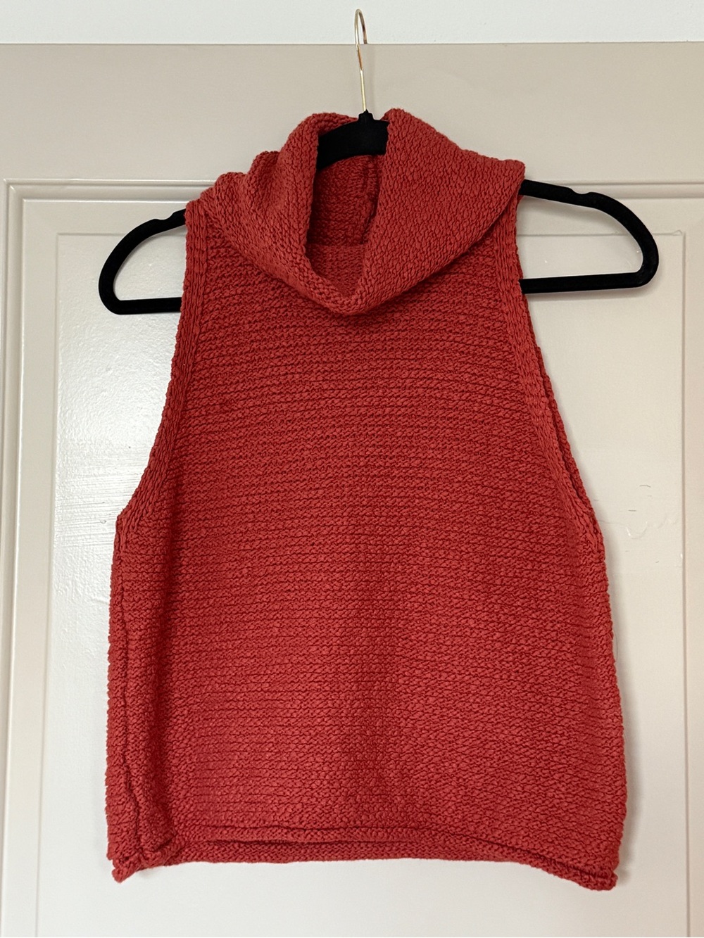 Together Sleeveless Cowl Neck Sweater Tank - Rust